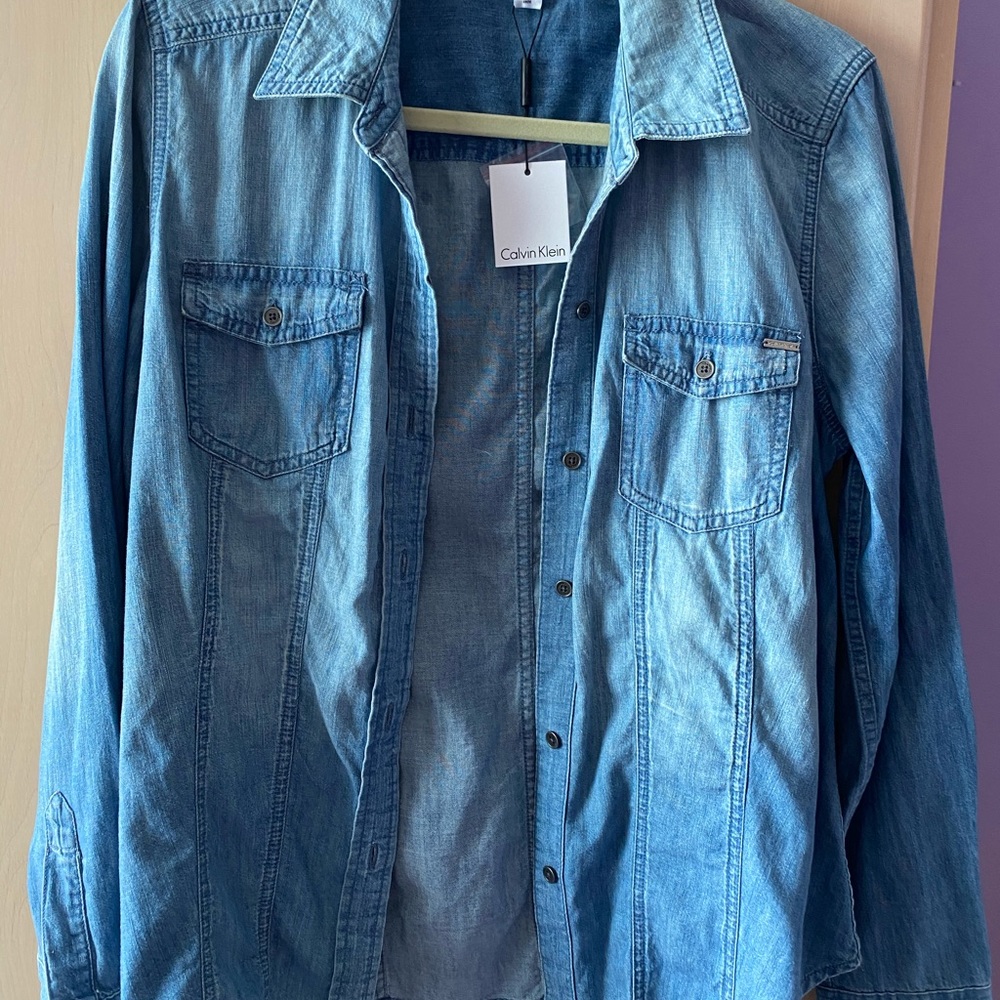 NWT Calvin Klein denim button down